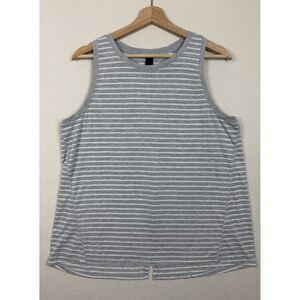 Yogalicious Women's Gray Striped Sleeveless Tie Back Tank Top Size L Overlapped